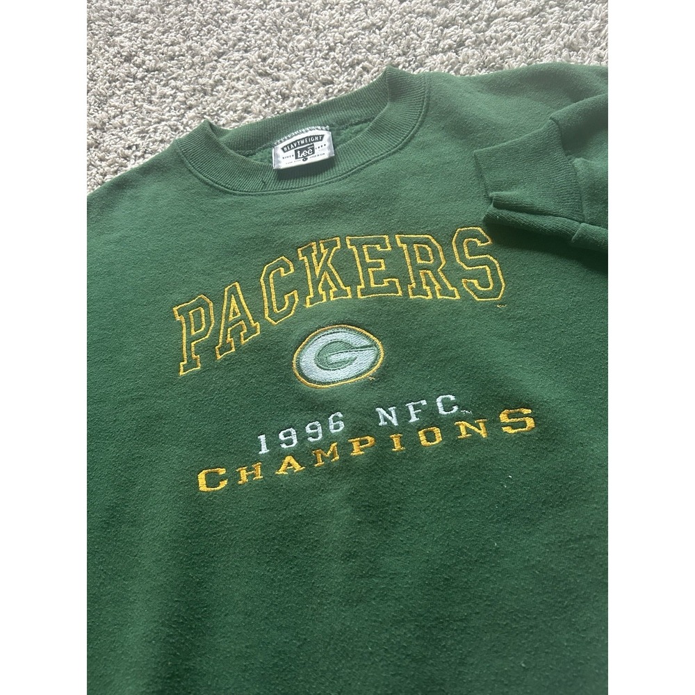 Vintage Lee Sport Men's L Dark Green Green Bay Packers 1996 NFC Champs Crewneck